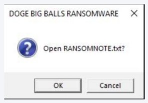 Fenêtre contextuelle de demande de rançon Fog lié à DOGE, via PCMag 