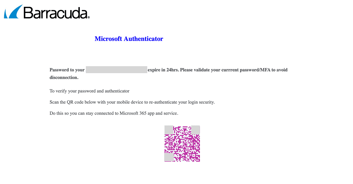 Exemple de code QR fragmenté dans une attaque par hameçonnage