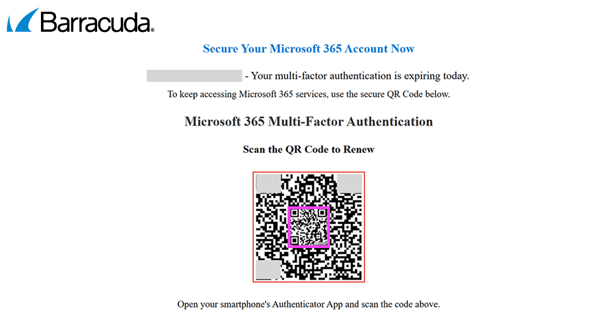 Exemple de code QR imbriqué utilisé dans une attaque par hameçonnage