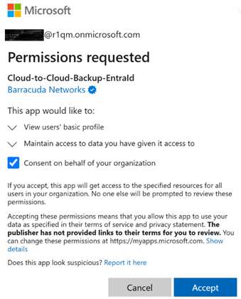Barracuda Entra ID Backup Premium – Octroi d’autorisations