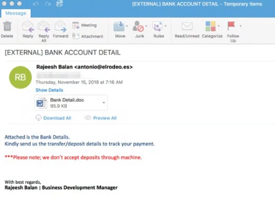 Un premier e-mail d’hameçonnage de Cl0p avec un document contenant des macros