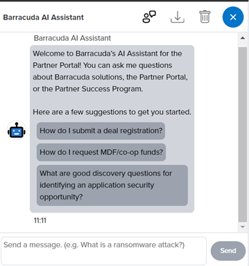 Capture d'écran de l'assistant d'IA Barracuda
