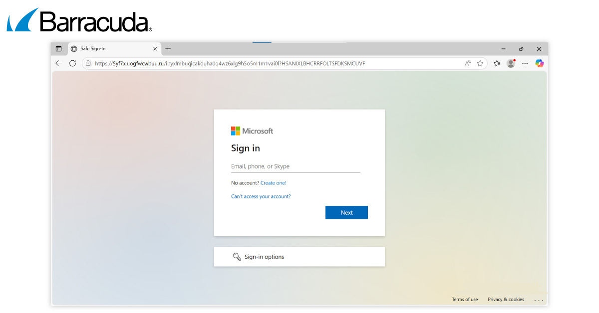 Exemple d’une fausse page de connexion Microsoft utilisée dans ces attaques