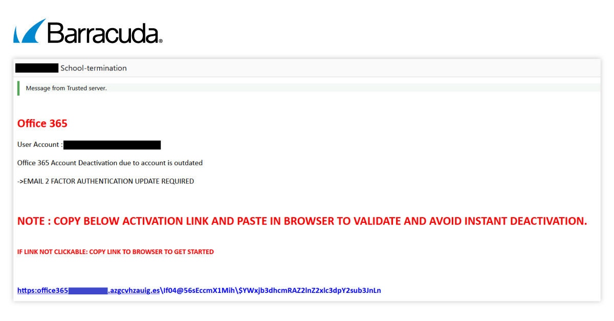 Exemple d’URL malveillante dans un e-mail de phishing