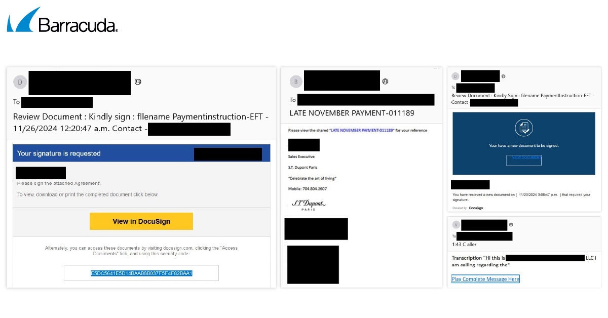 Exemples d’e-mails de phishing de Tycoon 2FA
