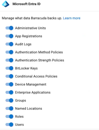 Barracuda Entra ID Backup Premium – Configuration de sauvegarde