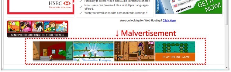 Capture d’écran montrant une publicité malveillante, 2014