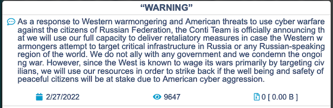 Menace du ransomware Conti contre les nations occidentales