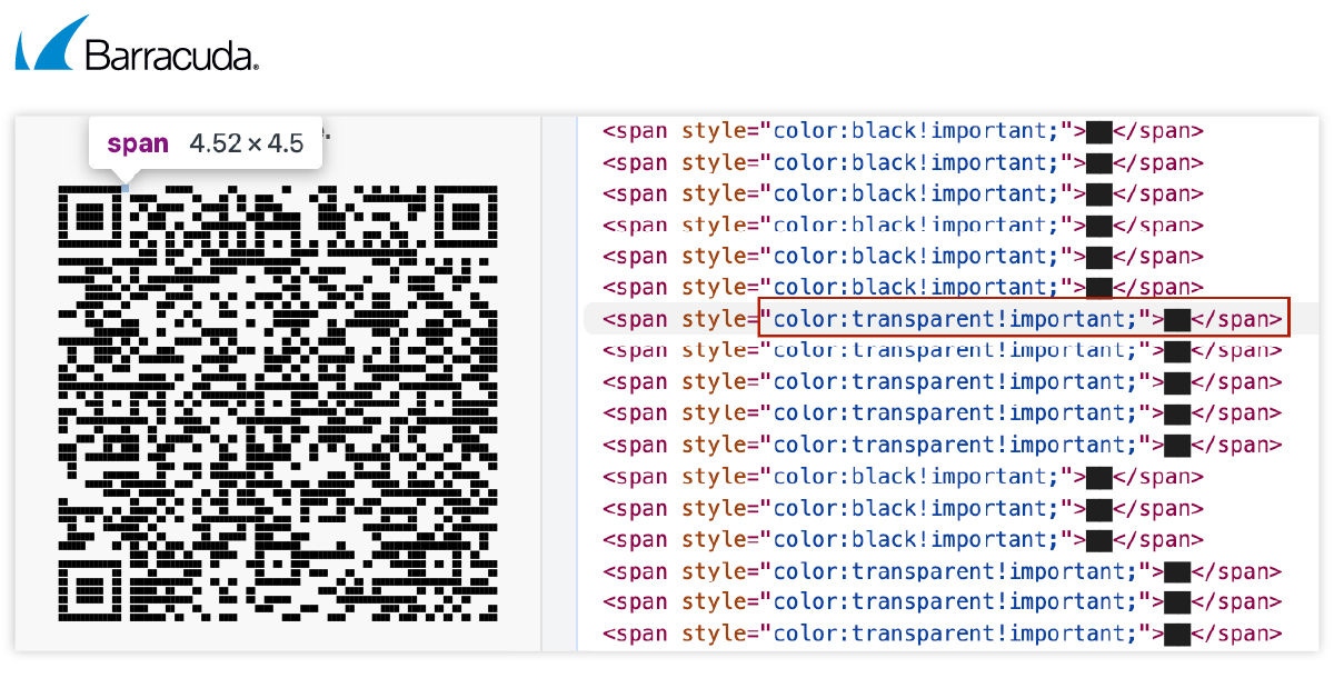 Exemple de CSS utilisé dans une attaque par code QR basée sur ASCII