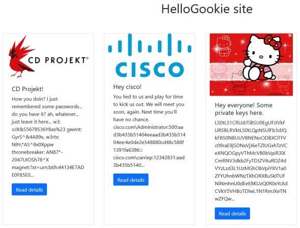Les fuites de HelloGookie. Capture d'écran via Darkfeed.io