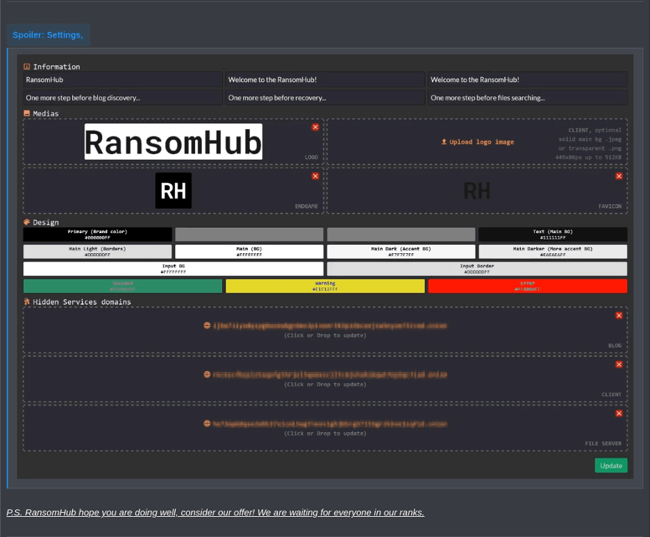 Portail DragonForce conçu pour RansomHub, via Guidepoint sécurité